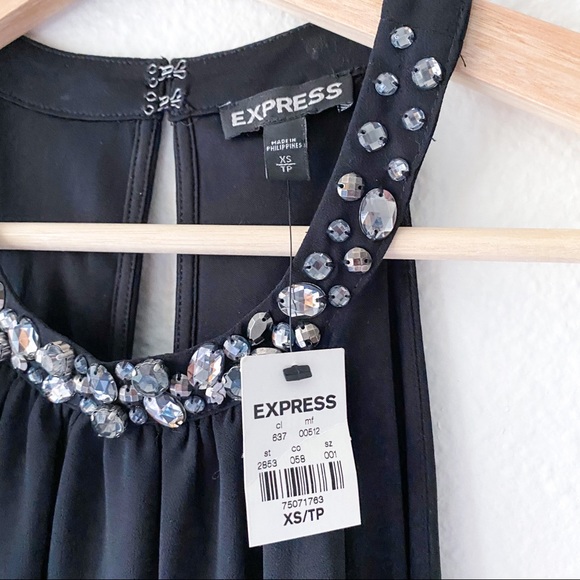 NWT Express Black bejeweled  halter blouse - Picture 3 of 5